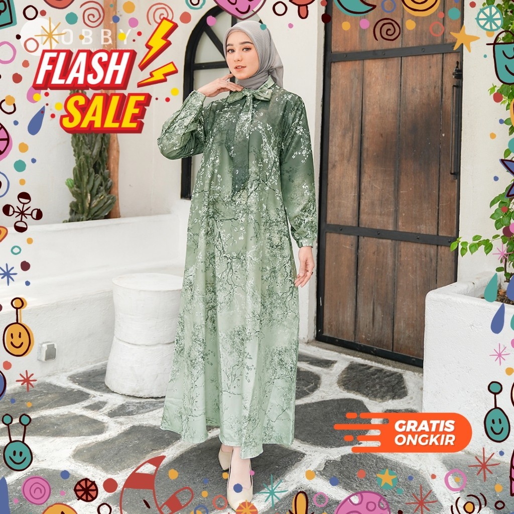 MEGASALE / Nobby - Alina Dress Gamis Terbaru Gamis Wanita Warna Gradasi Premium