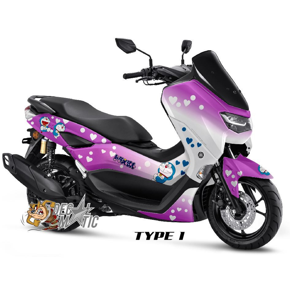 Decal Full Body Stiker Motor Yamaha Nmax old 2015 - 2019 / NEW N Max 2020 - 2023 Doraemon Ungu