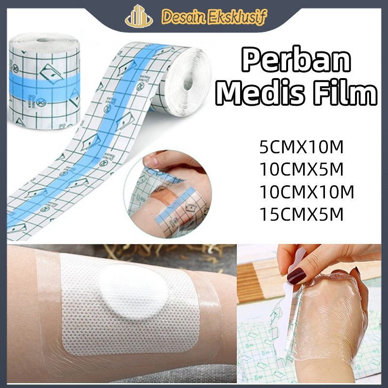 10M Tranparent Film Dressing Roll / Elastic Bandage / PU Film / Perban Medis Film Plester / Tahan Ai