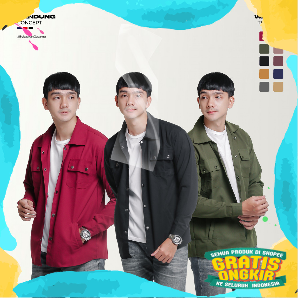 Jaket Trucker Semi Parka - Jaket Semi Parka Pria dan Wanita/ putih Rmy Hijau coklat Pink