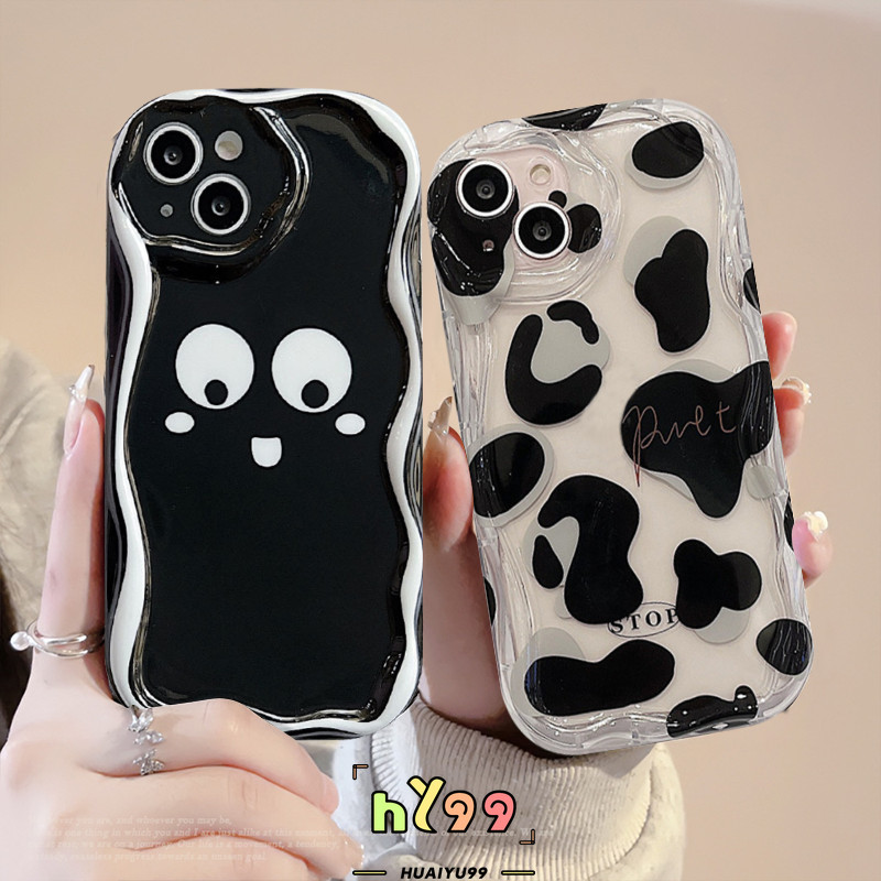 Cute Motif Leopard Sapi Bergelombang Kartun Merek Modis 3D Tepi Gelombang Case Untuk Redmi 12 9A 10 