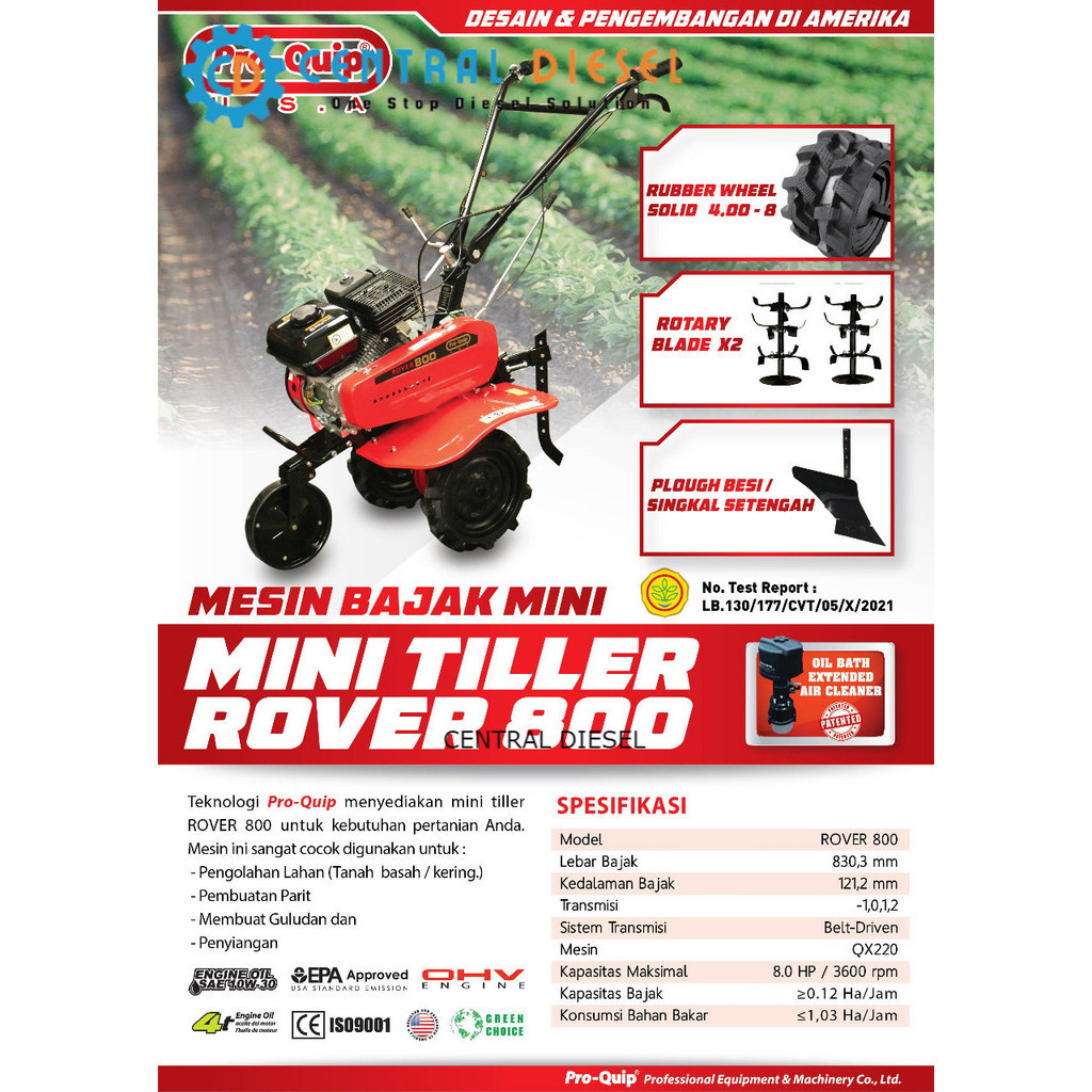 Mesin Bajak mini/ Gasoline Mini Tiller/ Mini Traktor/ Cultivator Proquip Rover 800