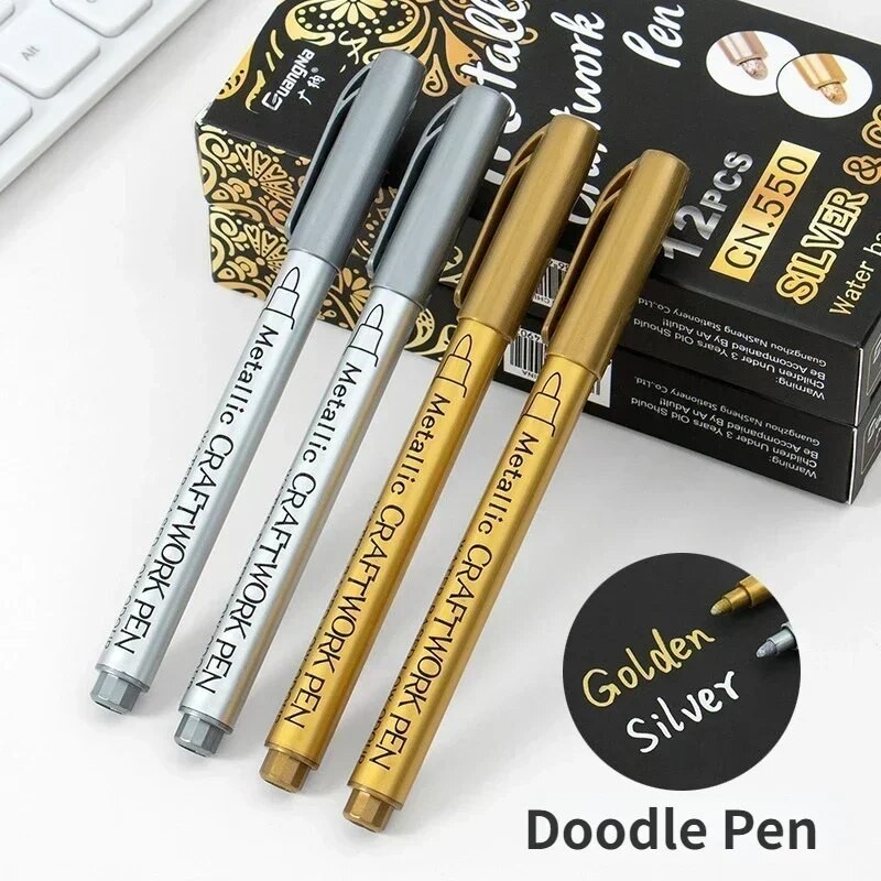 

Metallic Waterproof Graffiti Marker Pens for DIY Epoxy Resin Mold Gold Silver Color Drawing Supplies Craft Marker Pen