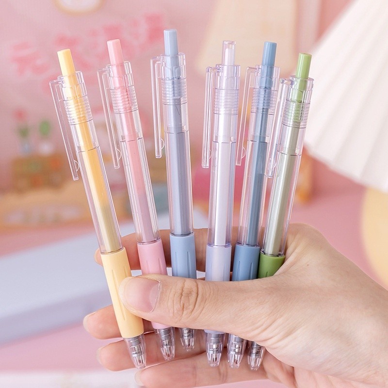 

LM - Pen Warna Warni Pulpen Cetekan Transparant Polos Pena Gel 0.5mm Tinta Hitam Alat Tulis Sekolah Kantor Bolpoint Polos Murah Import