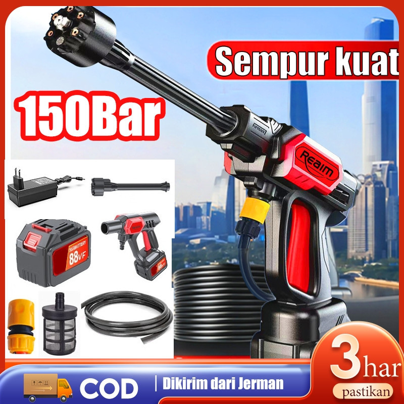 Reaim FBS 588V 150Bar Brushless Jet Cleaner Mesin Peralatan irrigasi taman Cuci Mobil Baterai Alat C