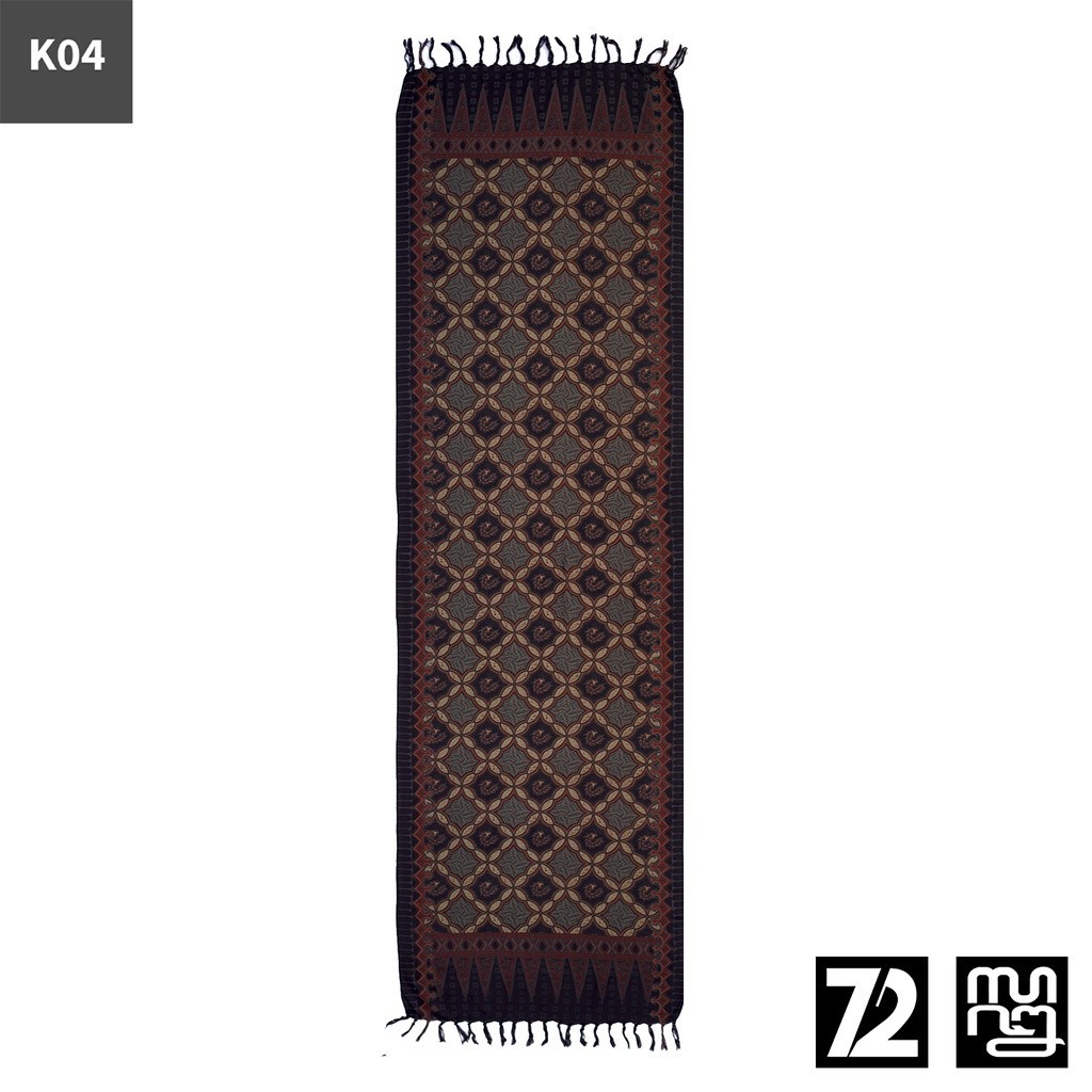 SYAL BATIK SCARFT Premium Motif Kawung Klasik Warna Coklat Hitam 723773 Cap 72