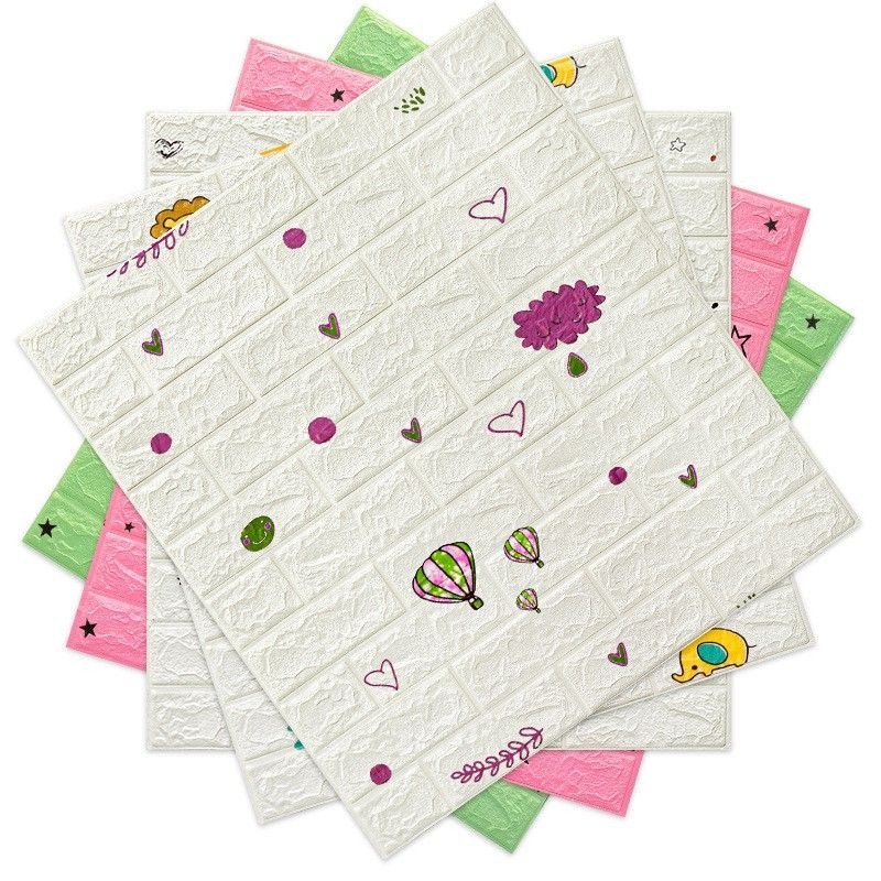 Wallpaper Foam 3D / Wallpapper Dinding Foam Motif Bata Timbul / Stiker Dinding Karakter Anak / Tempe