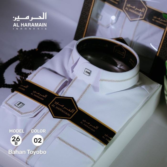 Jubah / Gamis Pria Haramain + Jubah Al Haramain  Manset 26B - Putih, 50/20