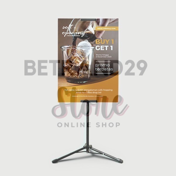Cetak Tripod Banner Foam Board Custom - 30 cm x 40 cm, Tanpa Standing