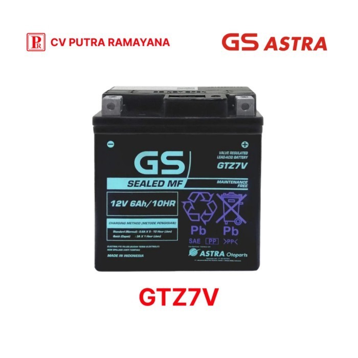 Aki Motor GS ASTRA AKI GTZ7V untuk motor Yamaha Nmax 155, Aerox ABS