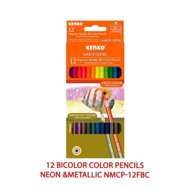 

Pensil Warna Bi-Color 12 Color Pencils NMCP-12FBC (neon&metallic)