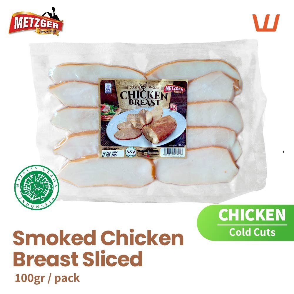 

Classic Smoked Chicken Breast Ham Ayam Asap Halal Metzger 100gr