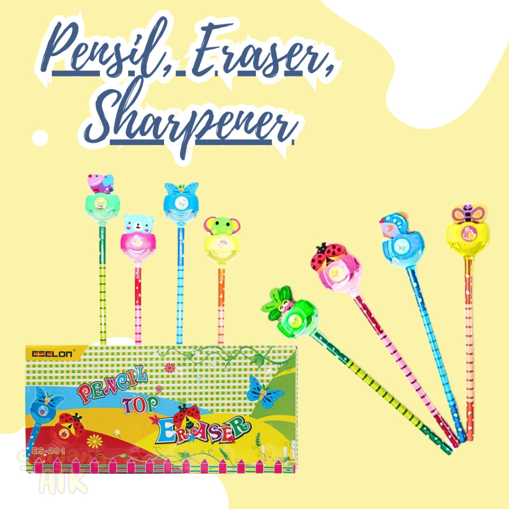 

Pensil Pencil Karakter + Stip + Rautan Pensil Bulu funcy Eselon Pensil Hadiah Souvenir