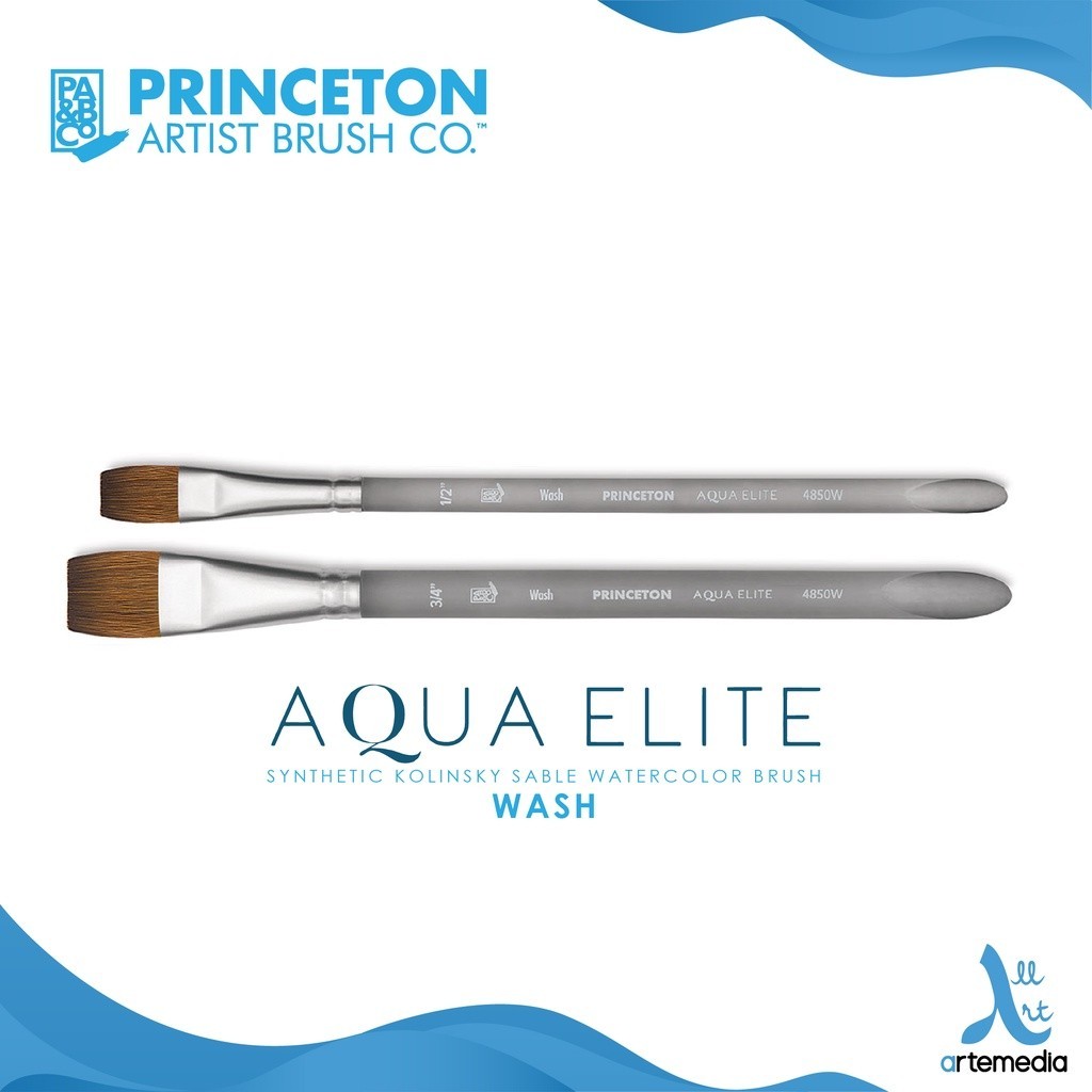 

Princeton Aqua Elite 4850W Wash Synthetic Watercolor Brush Short Handle Kuas Lukis