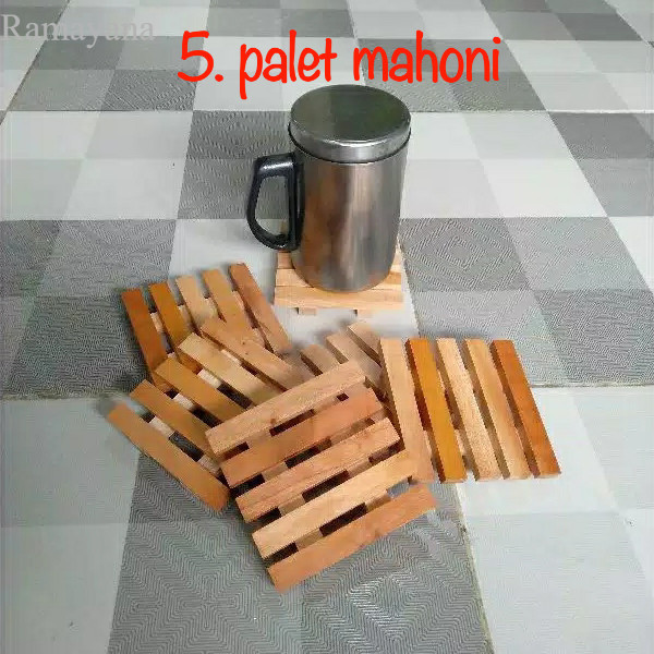 

Tatakan Gelas kayu / Tatakan Cangkir / Alas Gelas / Coaster set kayu - 5. palet mahoni Murah