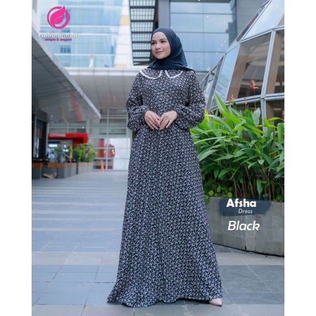 PROMO DRESS KOREAN STYLE GAMIS MOTIF REMAJA AFSHA BY FANIA HIJAB FASHION
