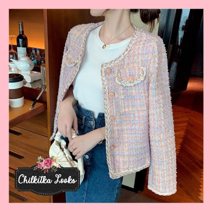 CHILKITKA LOOKS FASHION IMPORT Xio blazer korea import wanita furring mantel premium