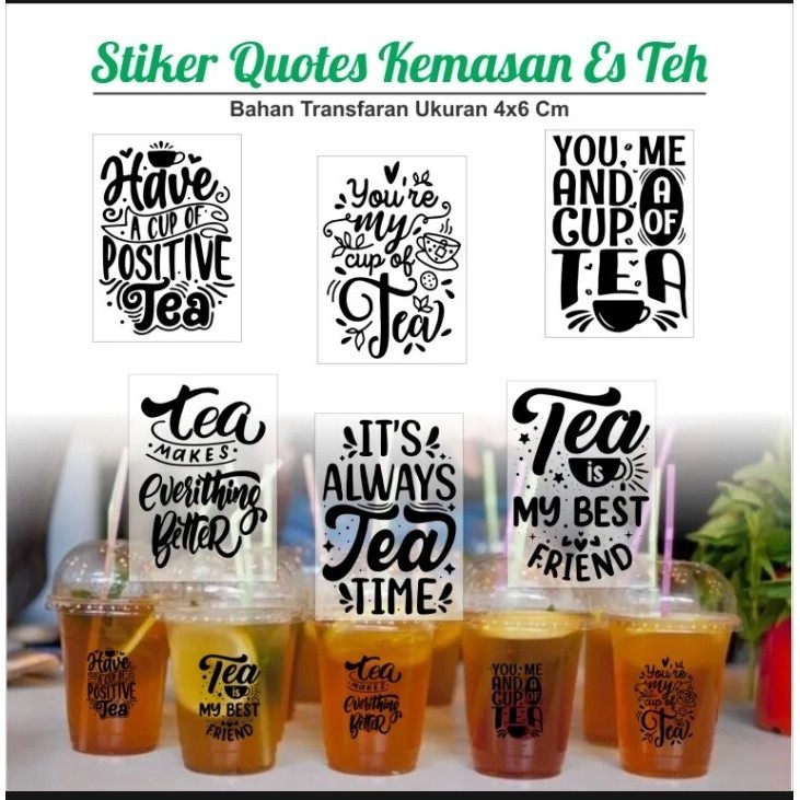 

Stickers minuman Qoutes kemasan es teh isi 100pcs