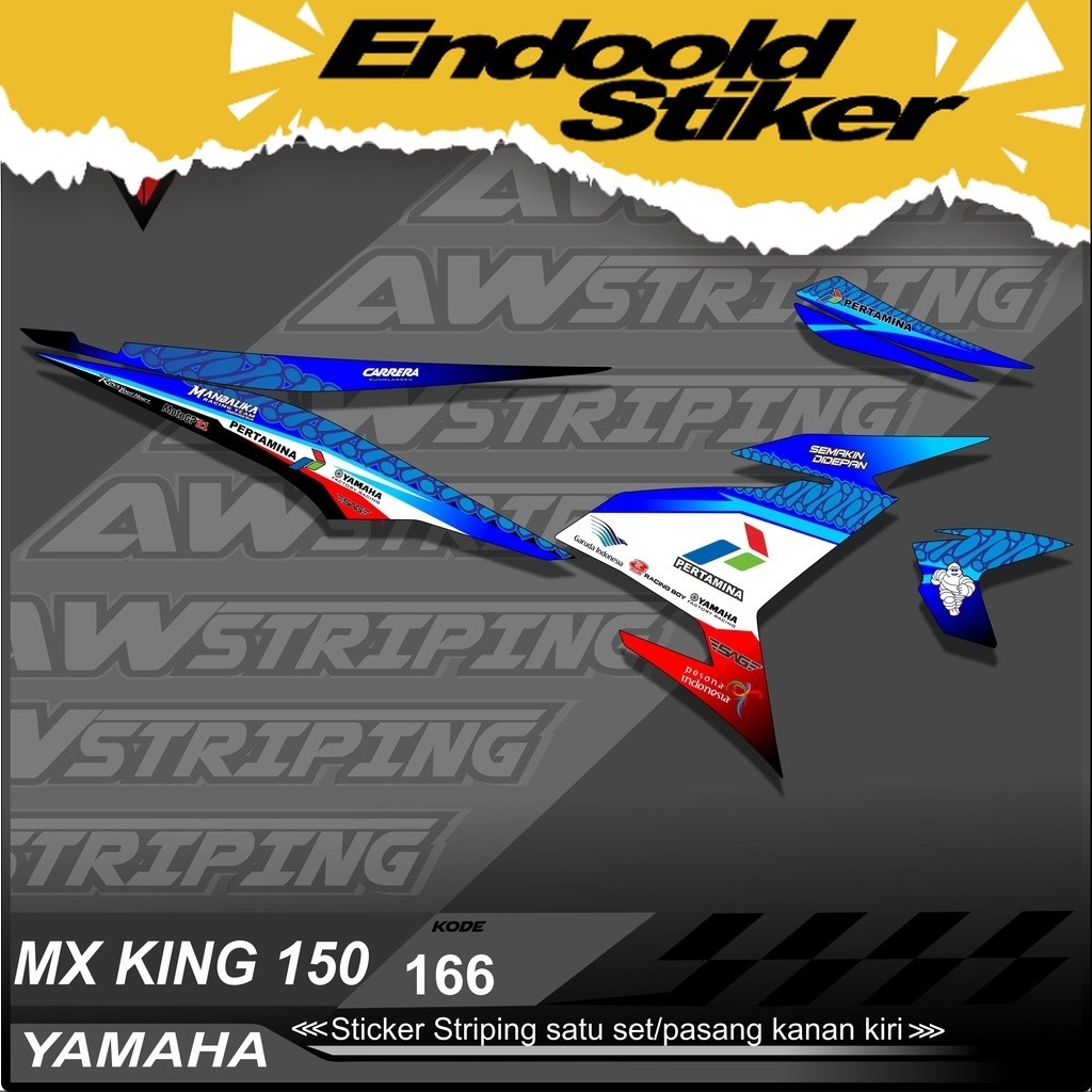 166 Sticker Striping MX KING 150 Semi full Variasi Mandalika Racing Team Indonesia -stiker racing te