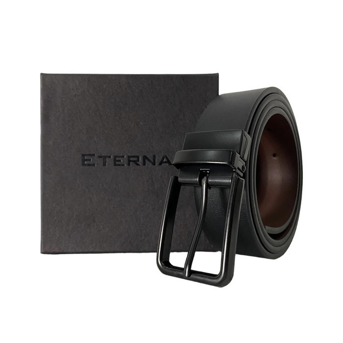 Ikat pinggang Pria Kulit Tusuk hitam cokelat - Eternal - Hitam, 120cm celana 38