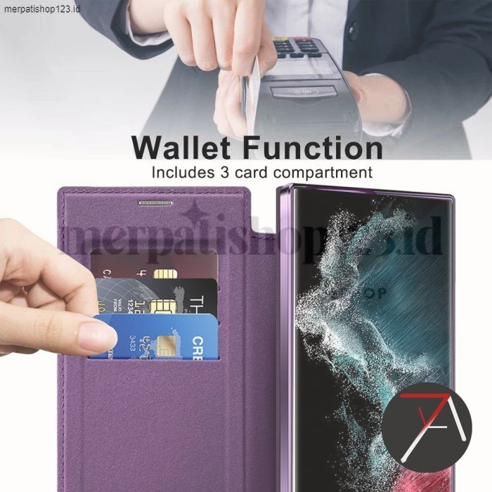 Samsung Note 20 / Ultra Flip Magsafe Case Leather Wallet Dompet Kulit - Ungu, Note 20 Ultra
