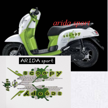 Striping stiker  honda scoopy fi led playful 2017 putih hijau motif striping original scoopy