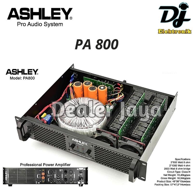 Power Amplifier Ashley PA 800 / PA800 - 2 channel