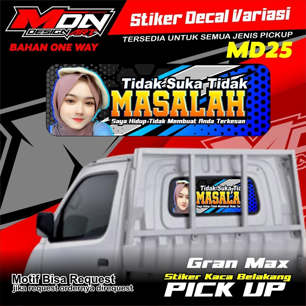 Stiker Kaca Belakang Pick Up - Sticker Pick Up L300 / T120SS / New Carry / Granmax bisa requsest