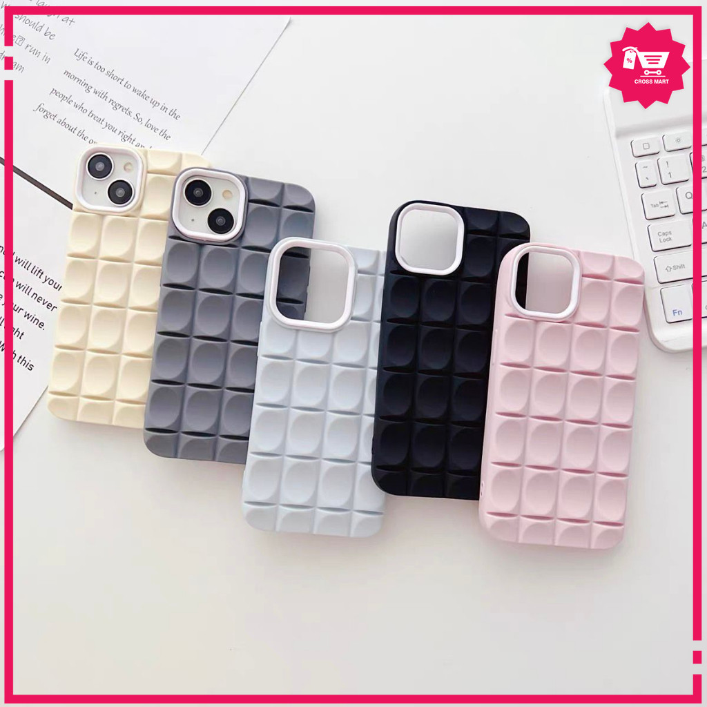 SOFTCASE  WAFFLE KOTAK IPHONE XSMAX XR X / XS 8 PLUS 7 SE MODEL FLAT HIGH QUALITY - Cross Mart