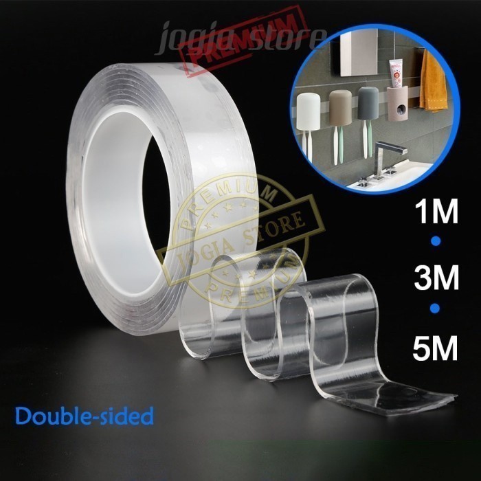 

Double Tape Transparent 3M-5M Perekat Dobel Tip Transparan No Trace Washable 1/2/3/5 meter