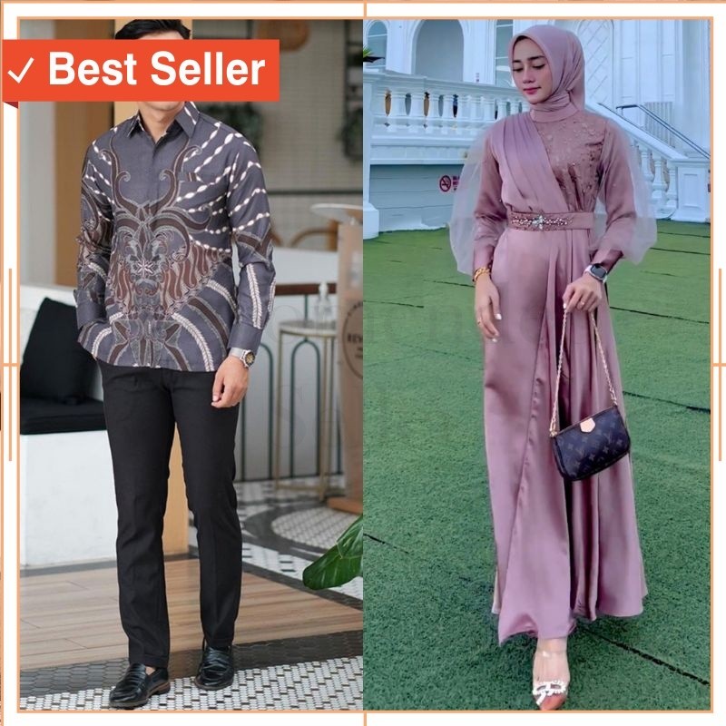 Fashion Idul Fitri Couple Murah Pasangan Kekinian / Maxi Couple Auliya Mouve Series BATIK COUPLE MOD