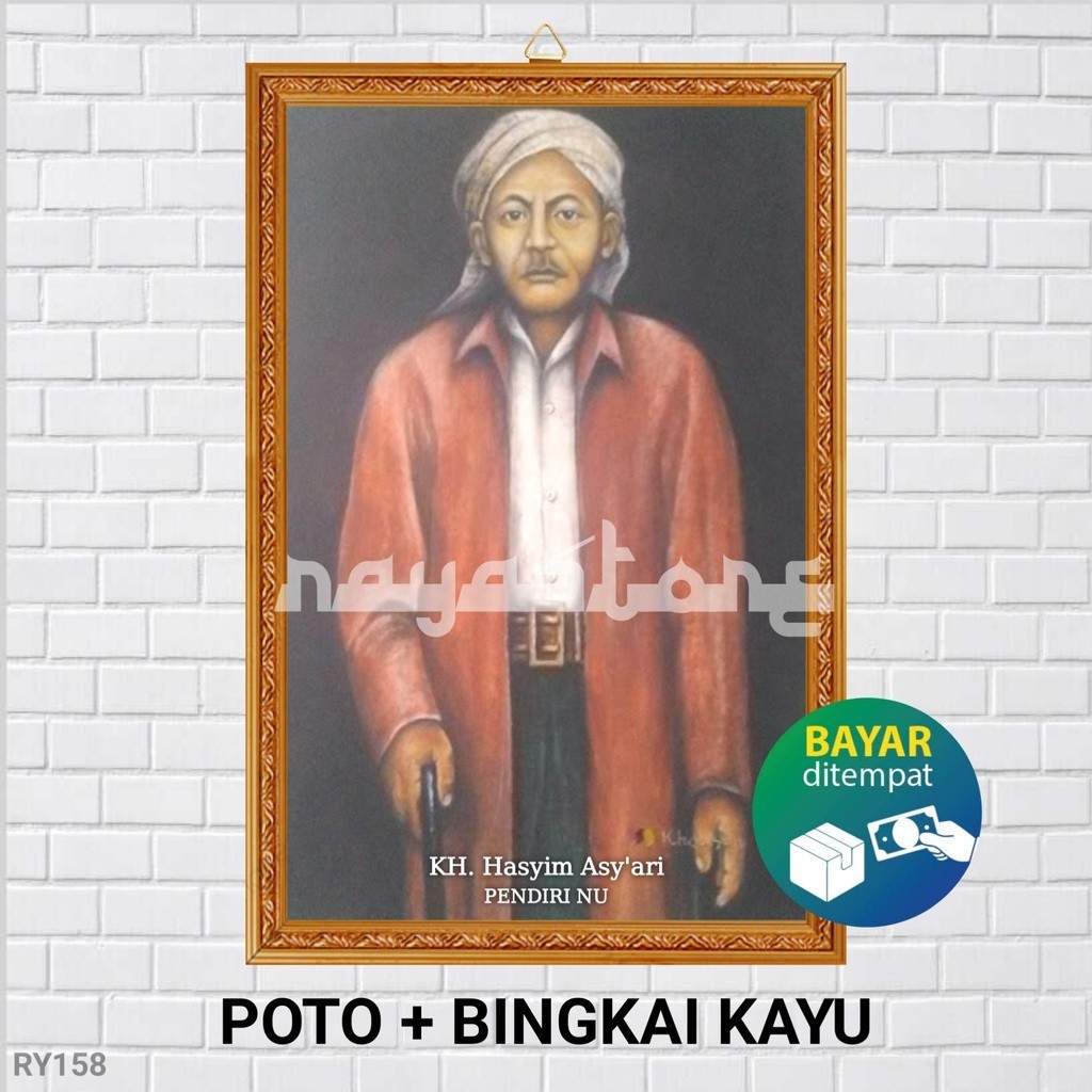 POSTER POTO + BINGKAI KH HASYIM ASY'ARI / POSTER KH HASYIM ASY'ARI / POSTER NAHDLATUL ULAMA NU / POS