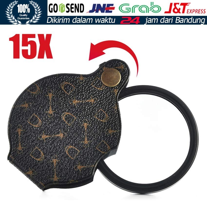 Kaca Pembesar Lipat Casing Kulit / Magnifier Kaca Pembesar Lipat Magnifying Glass Pembesar Kecil
