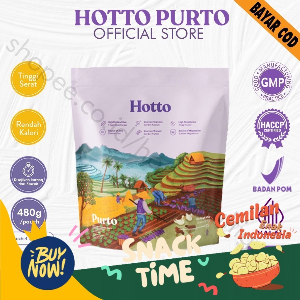 

PROMO SPESIAL Hotto Purto 1 Pouch (16 sachet) Multigrain Cemilan Sehat