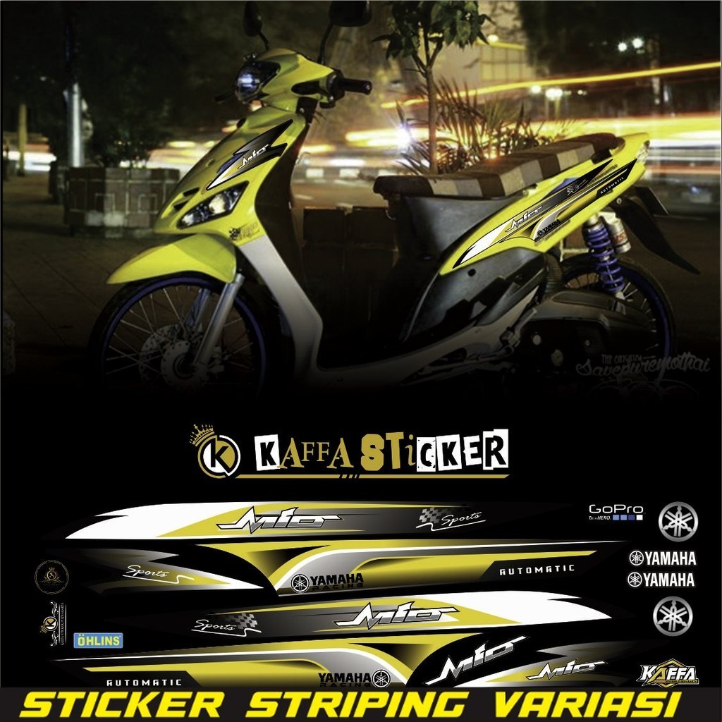 COD / VARIASI STICKER STRIPING MOTOR MIO SPORTY KODE IP.01A-I STRIPING VARIASI RACING KUNING