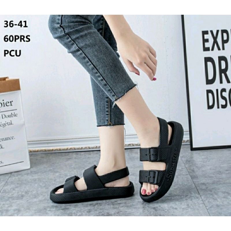HOSANA- Sandal Jelly Wanita Balance Juliet 1991-X1B (Full Black ) Sandal Tali Belakang