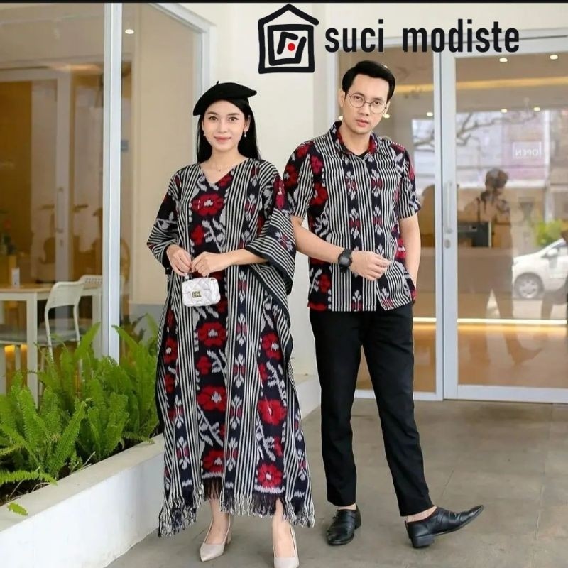 Set baju batik tenun couple dress kaftan kemeja pria pesta kondangan sarimbit wisuda lamaran premium