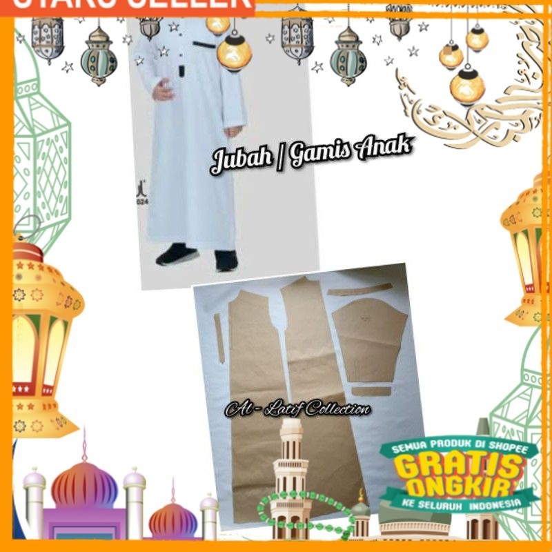 pola instan / pola jiplak JUBAH / GAMIS ANAK COWOK/ Pink Dusty Fanta Merah muda