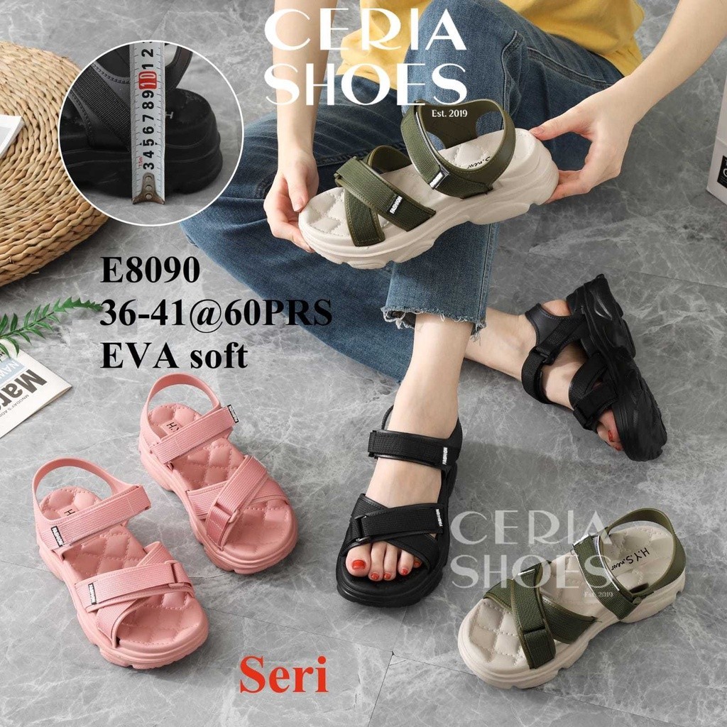 LQ94C Sandal Gunung Wanita Karet EVA Soft Sol Empuk Elastis Bahan Premium Anti Slip 8090