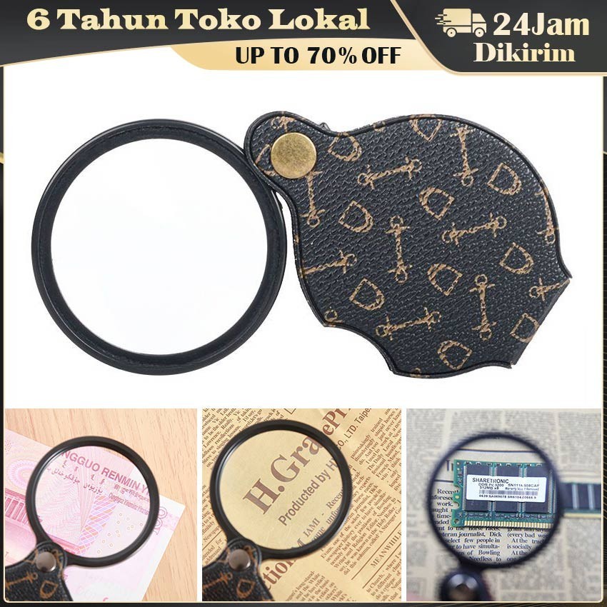 15X Kulit Casing Kaca Pembesar Lipat / Magnifier Kaca Pembesar Lipat