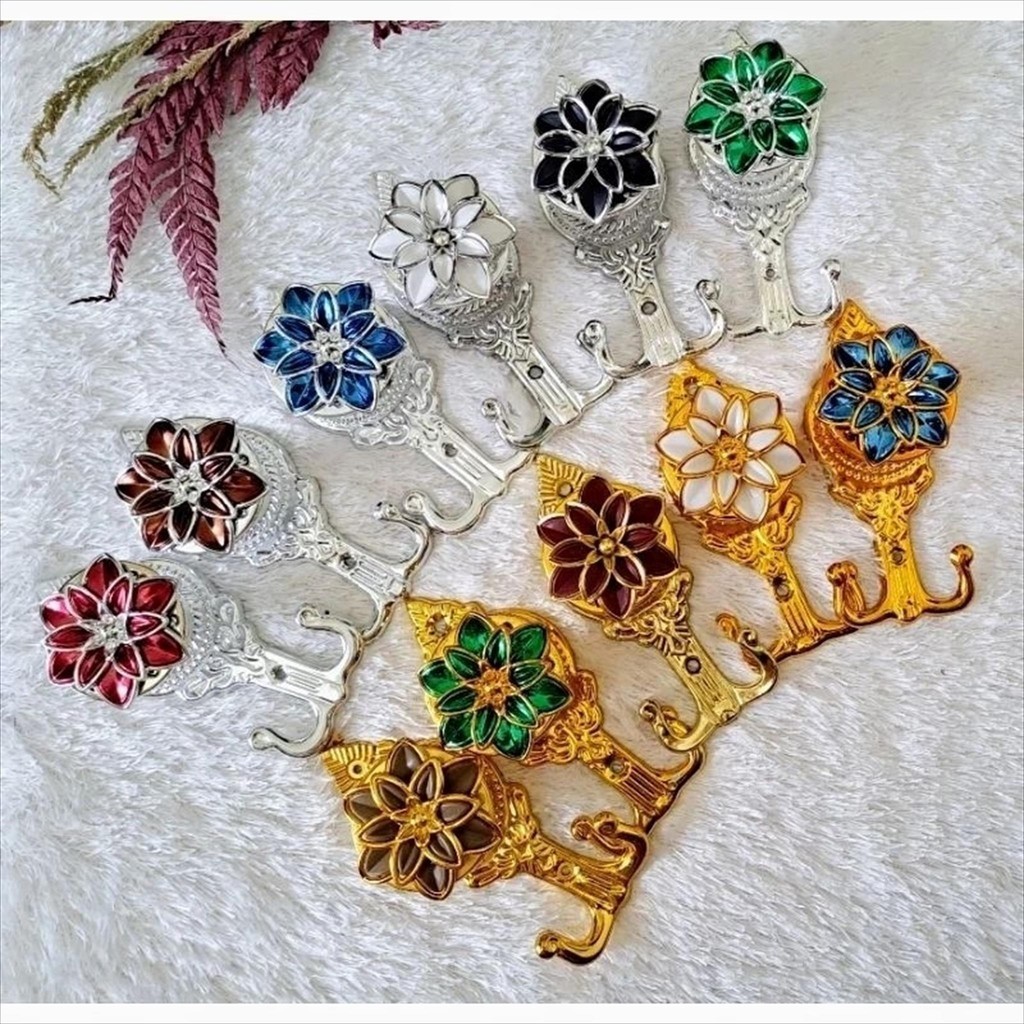 MJS 1.203 - Hook Gorden Teratai Gold Silver Warna Warni Ecer 1pc Pengait Huk Cantelan Cantolan Tali 