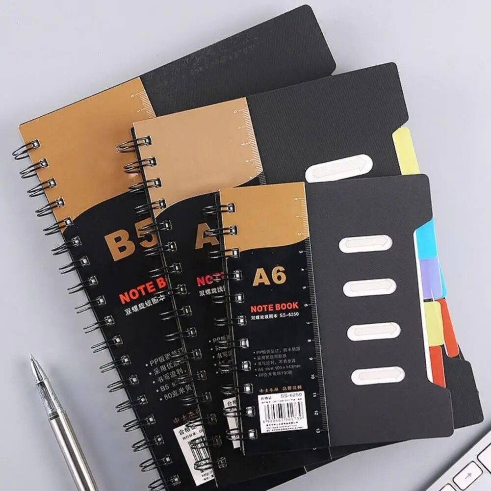 

B5 A5 A6 Spiral Notebook with Dividers Thickened Page Coil Ring Agenda Notebook A5/B5 Notebook Planner Office Supplies