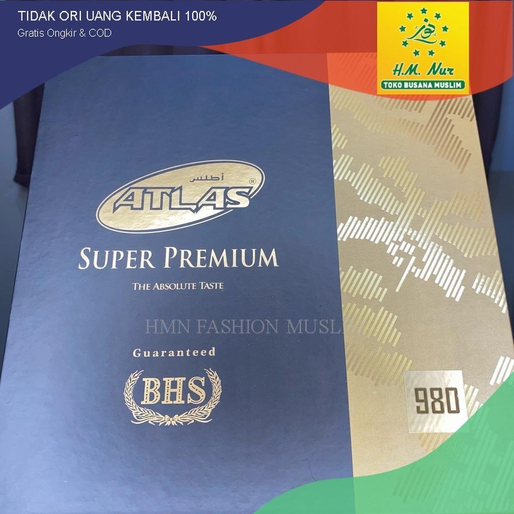 Kain Sarung Atlas Super Premium 980 Gold ORI - Motif Songket Mewah Timbul Nyaman Tebal Istimewa Musl