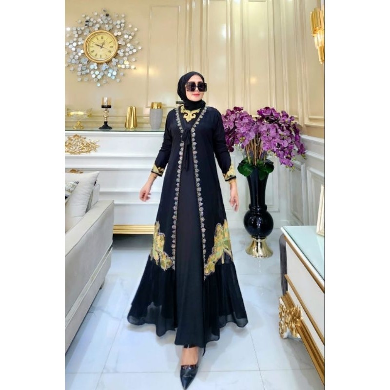 GAMIS ABAYA TURKI ROMPI LEPAS KUPU-KUPU TERBARU ABAYA PESTA GAMIS ARAB