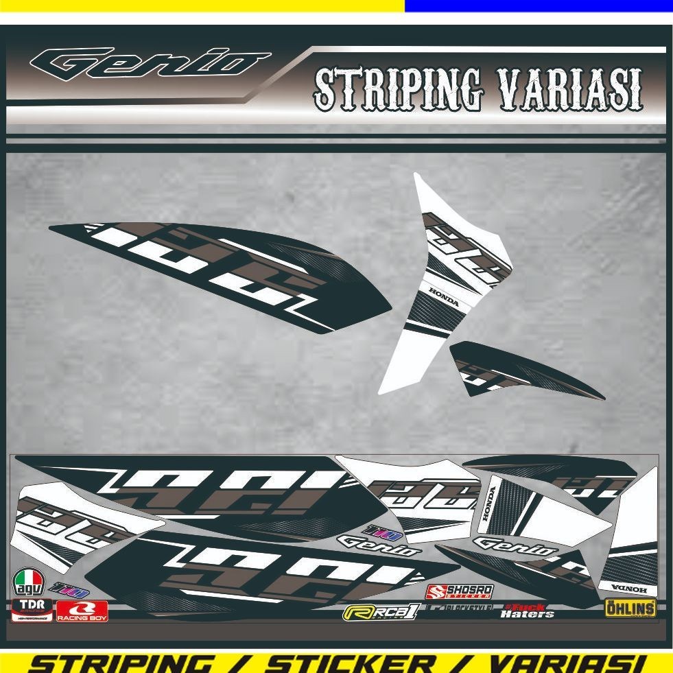 VARIASI VARIASI GENIO STRIPING STIKER MOTOR HONDA GENIO VARIASI ELEGAN SIMPLE / STIKER VARIASI HONDA