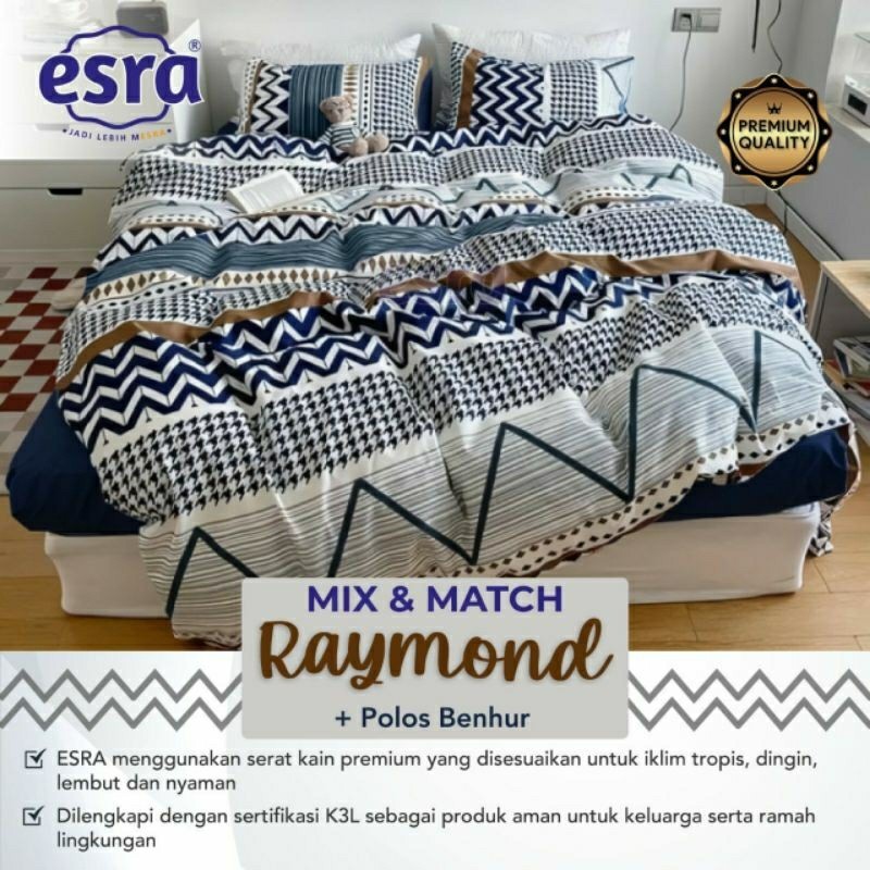 Bedcover + sprei anti geser katun esra motif RAYMOND
