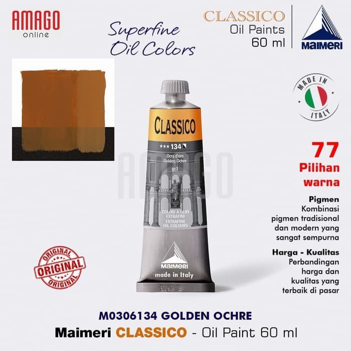 

Cat Minyak Lukis MAIMERI Classico - Oil Paint - Golden Ochre - 60ml - M0306134