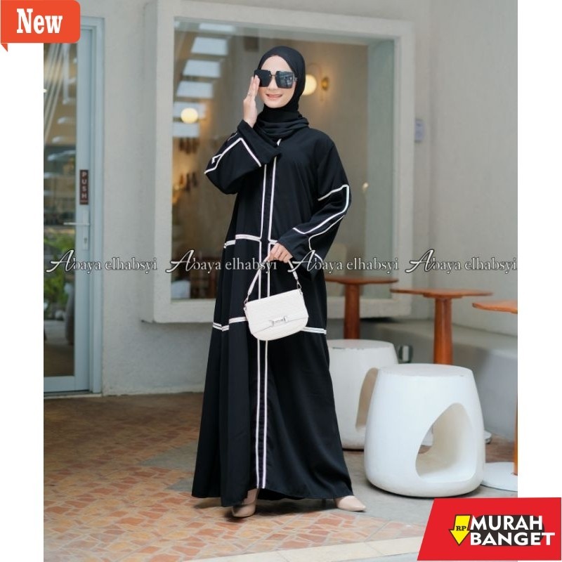 abaya lebaran ala Turkey- New Abaya Gamis Arab Hitam Turkey055 Resleting Depan Kwalitas Boutique by 