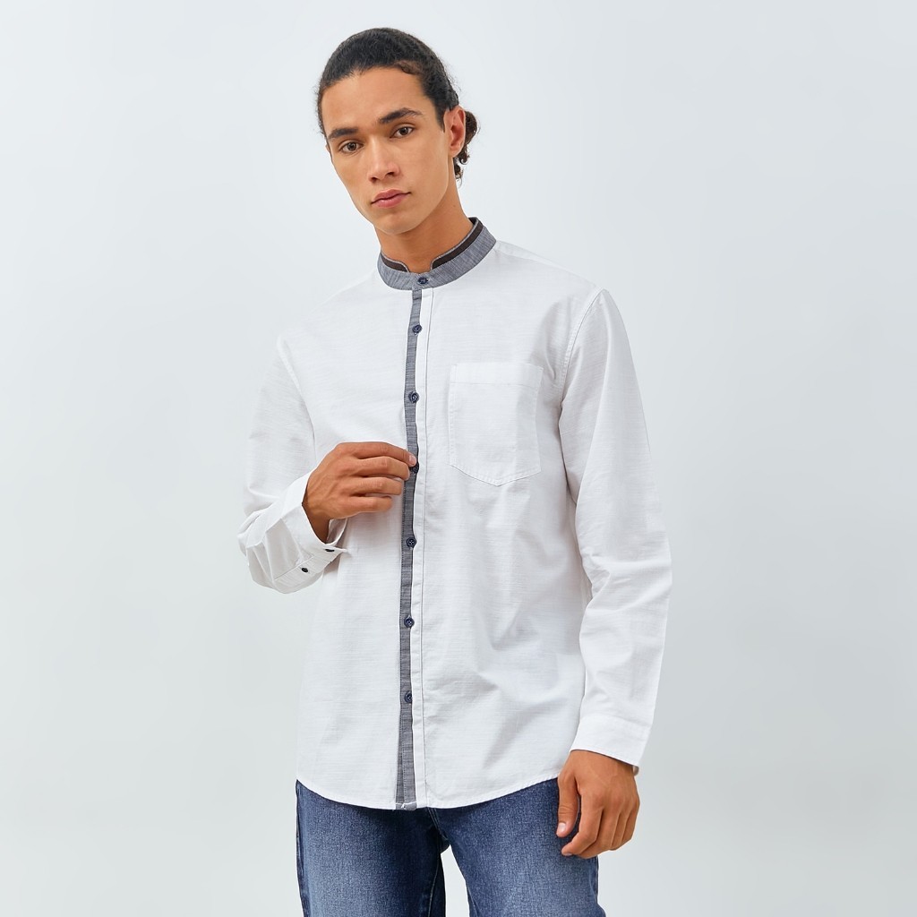 EMBA JEANS - Kemeja Koko Pria Lengan Panjang Material Katun Regular Fit - Ammar One
