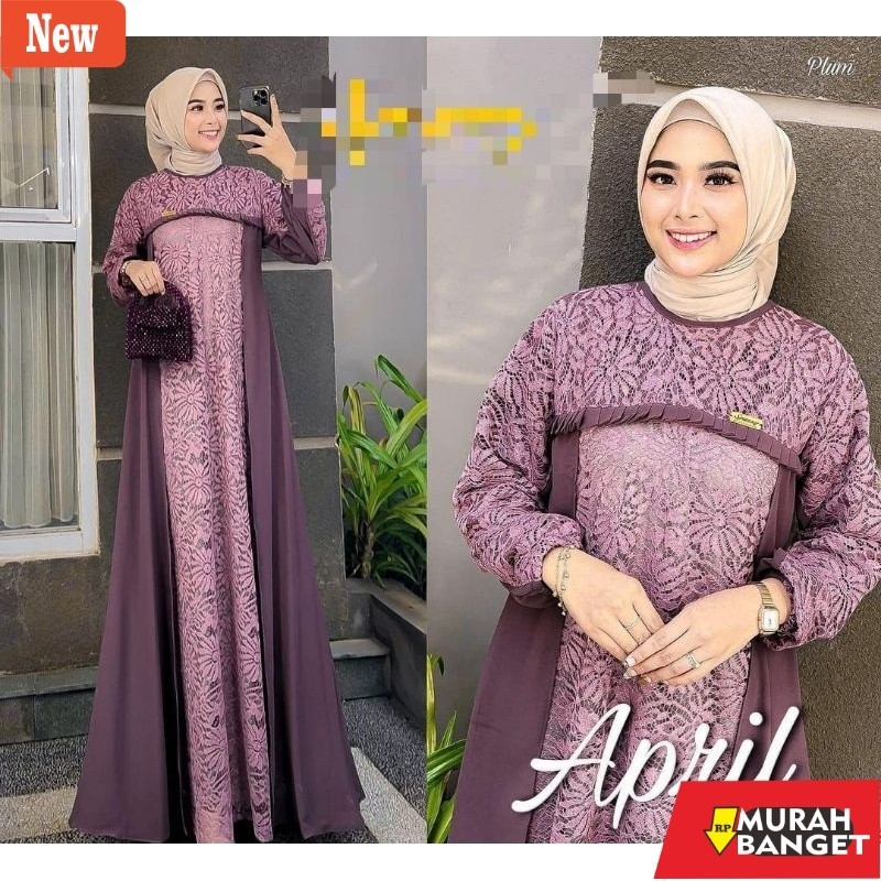 Gamis pesta- Gamis brukat jumbo tebaru size L XL XXL 3L 5L dress brukat hitam fashion muslim